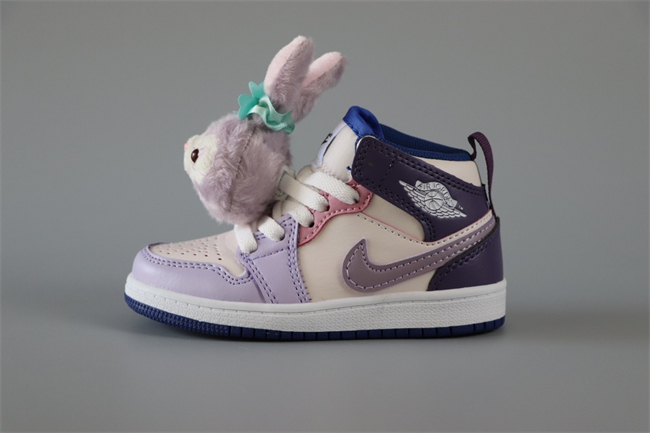 Youth Running Weapon Air Jordan 1 White/Purple Shoes 0158